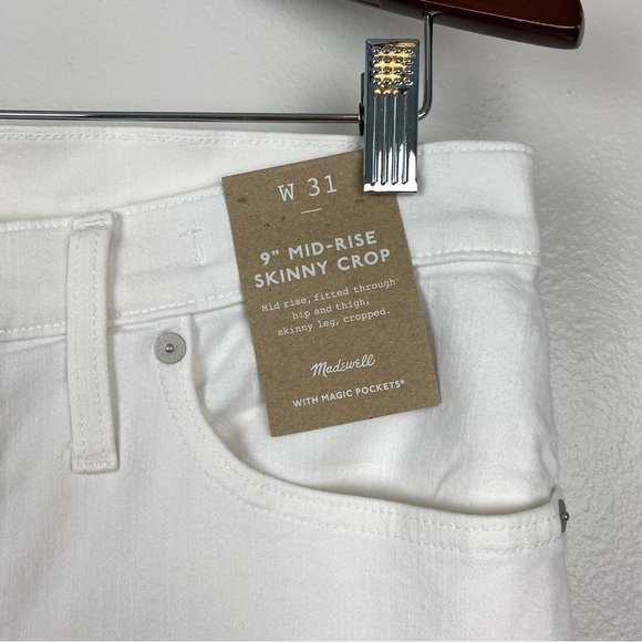 Madewell 9" Mid-Rise Skinny Crop Jeans in Pure White Size 31 NWT - Picture 6 of 11